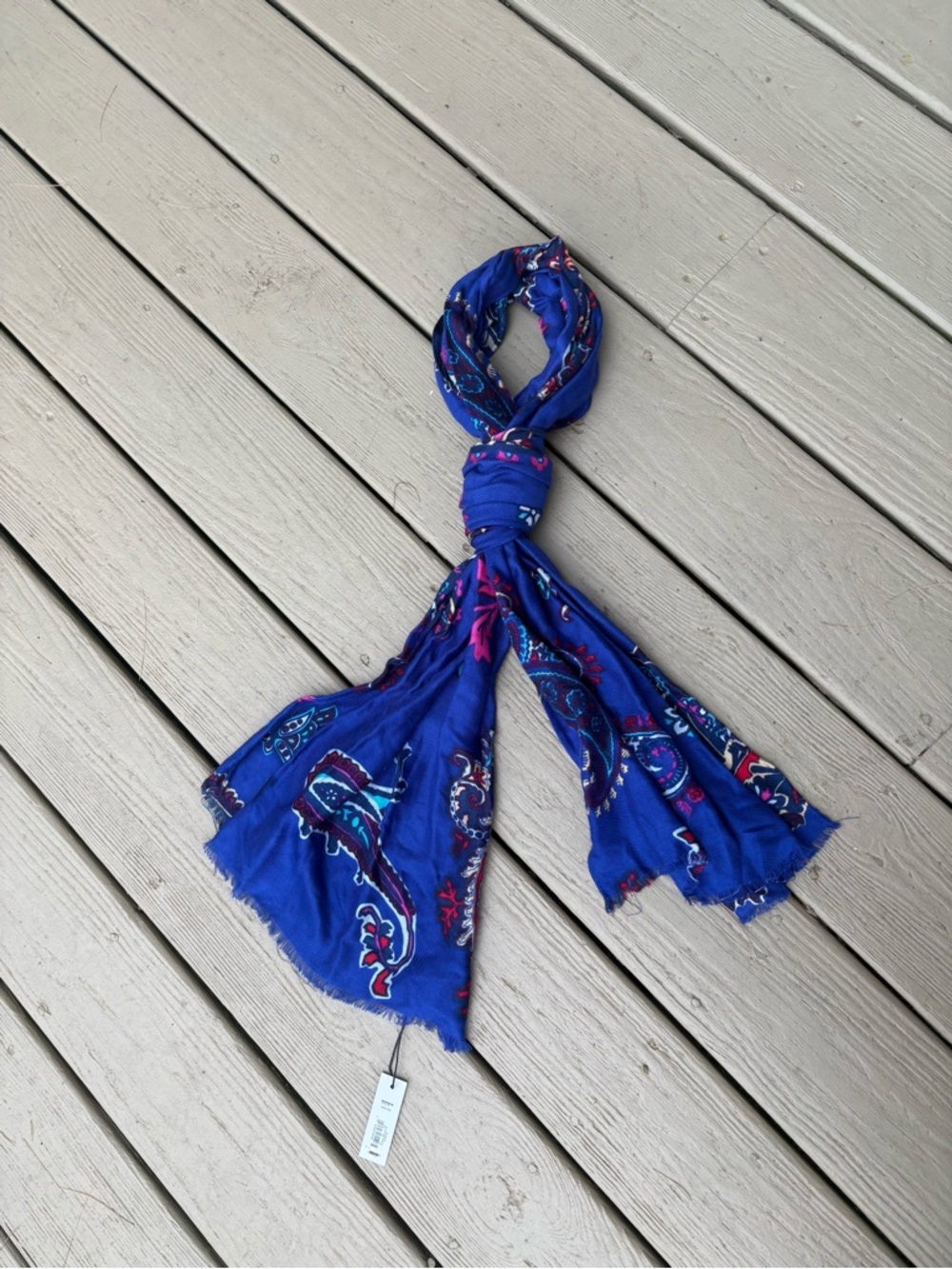 NWT APT.9 Royal Blue Long Scarf with Paisly Print, Size: 76”L x 21”W